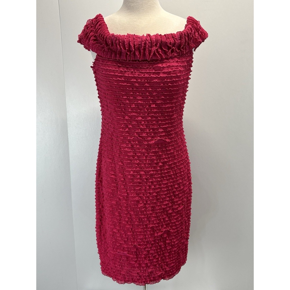 Joseph Ribkoff Textured Dress Sz 14 Women's Pink Stretch Off The Shoulder